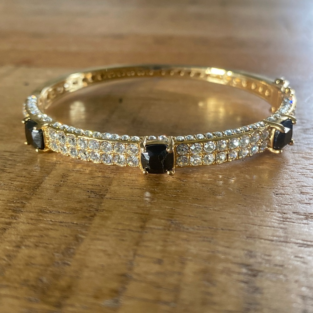 AKKAD Cubic Zirconia & Gold Tone Bangle Bracelet